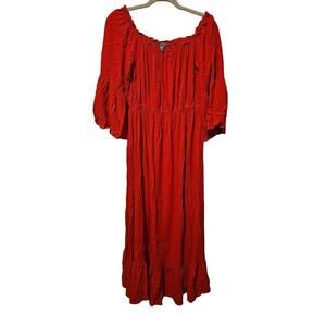 Asos maxi dress womens Size 10 red boho longline bell sleeve
